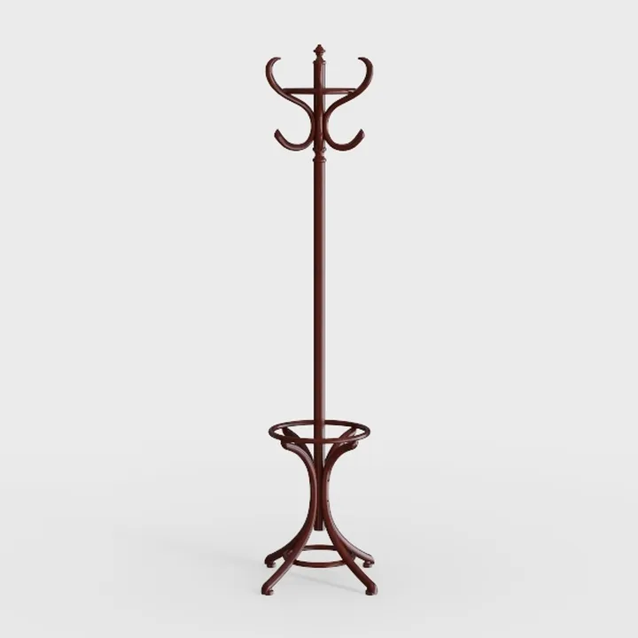 Vintage Solid Wood Freestanding Coat Rack 3D Model