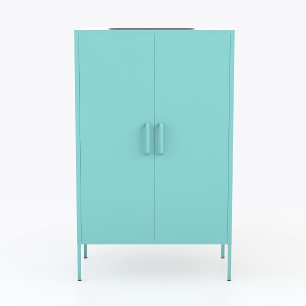 Blue Metal Storage Cabinet with 2 Doors - (47H)
