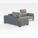 Modern Fabric L Shaped Sectional Sofa with Decorative Pillows 3D Model Right 45 Degree View