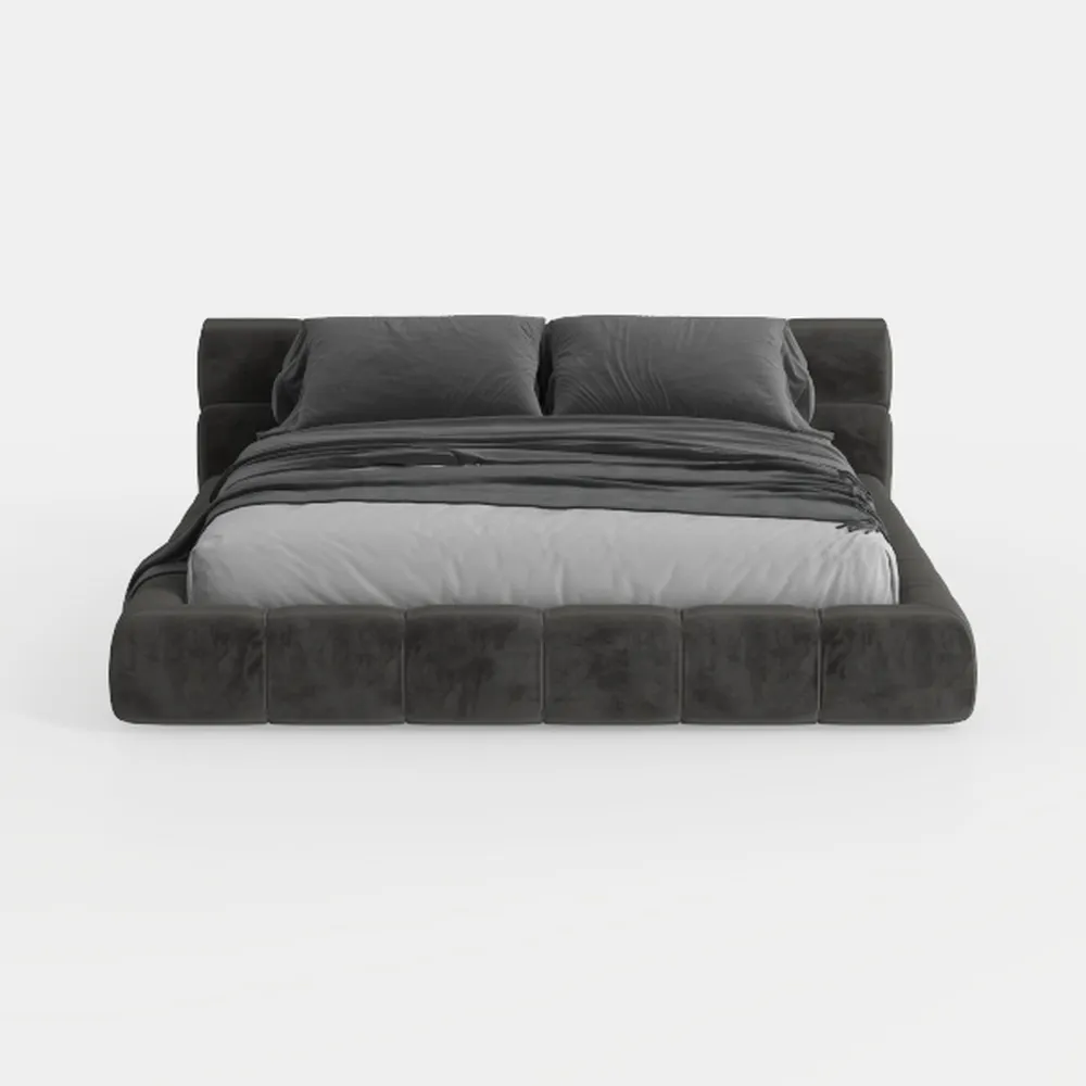 ZURI Hera Black Leather Platform Bed - California 