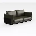 Minimalist Vintage Fabric Two Seat Sofa 3D Model Right 45 Degree View