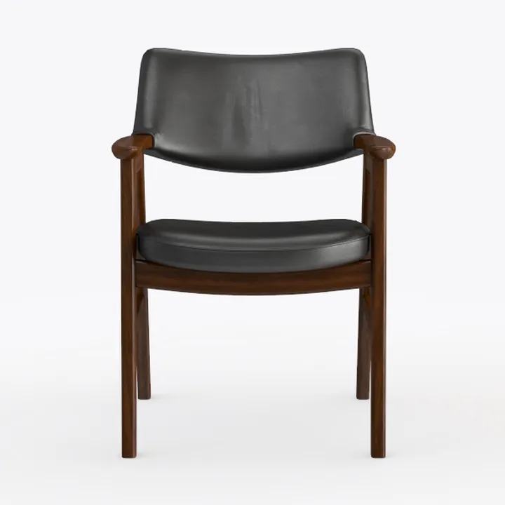 Mid Century Walnut Leather Armchair 3D Model