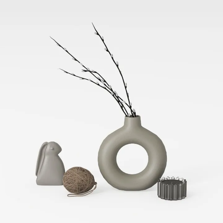 Vilead Circular Hollow Ceramic Vase Donuts Nordic Art Pampas Grass Home Decoration Accessories Office Living Room Interior Decor