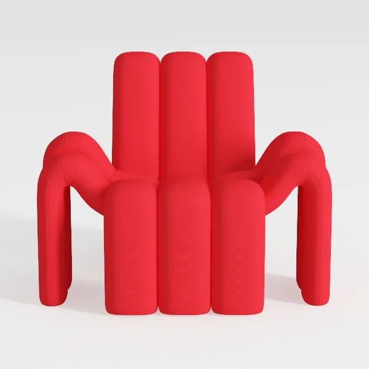 Pumpkin Red Polyester Swivel Chair and Ottoman