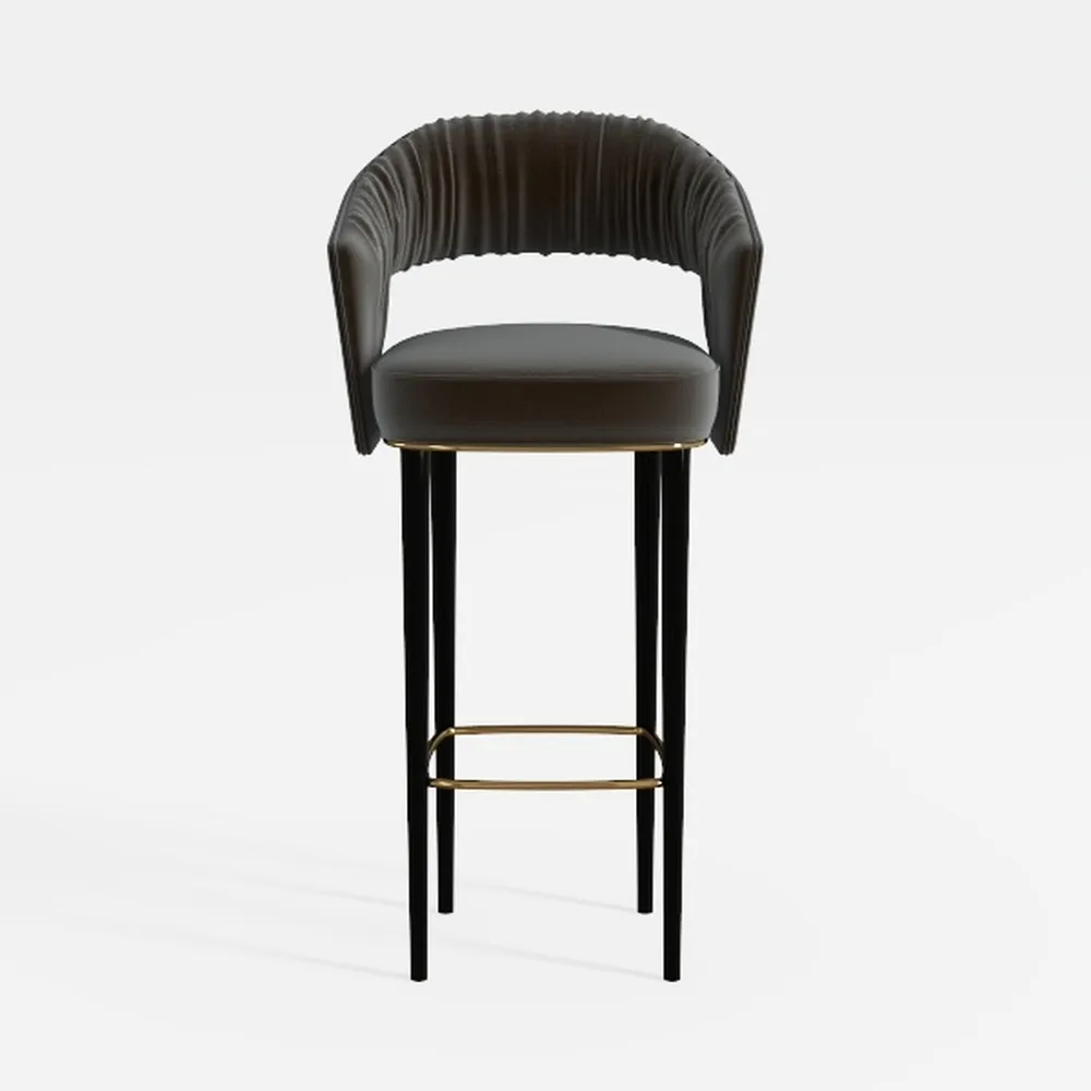 Set of 2 Velvet Upholstered 360° Swivel Bar Stools