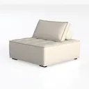 Minimalist Fabric Tufted Armless Ottoman Accent Chair 3D Model Left 45 Degree View