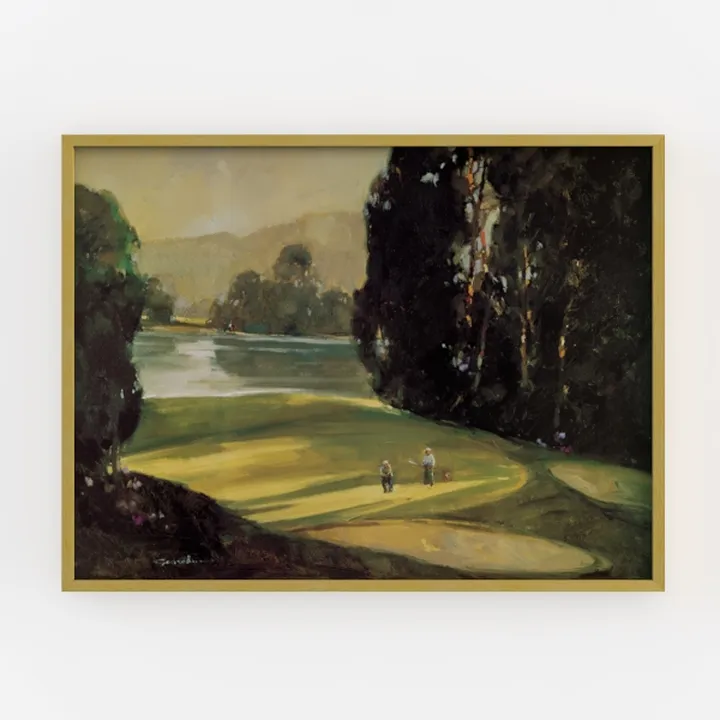 Vintage Golf Course Landscape Wall Art Print Decor 3D Model