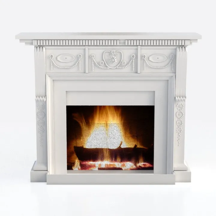 Classic White Carved Marble Fireplace Mantel 3D Model