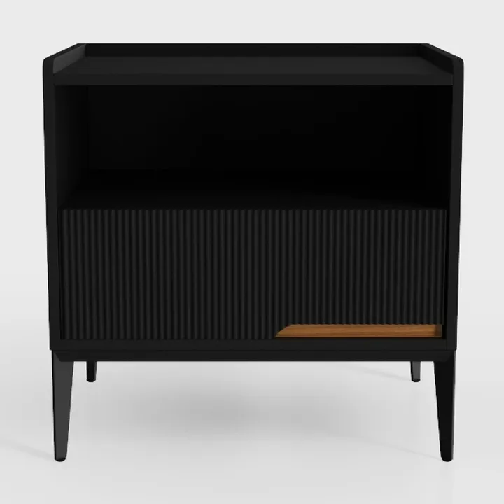 Fluted Nightstand with Charging Station, 18"