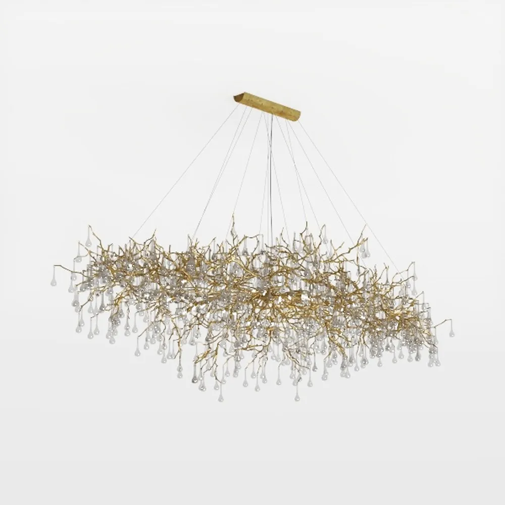 Modern Gold Crystal Chandelier for Dining Room, 