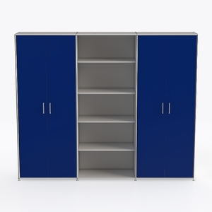 Modern Blue Metal And Wood Storage Cabinet 3D Model
