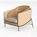 Modern Two Tone Fabric Upholstered Metal Leg Armchair 3D Model Left 45 Degree View