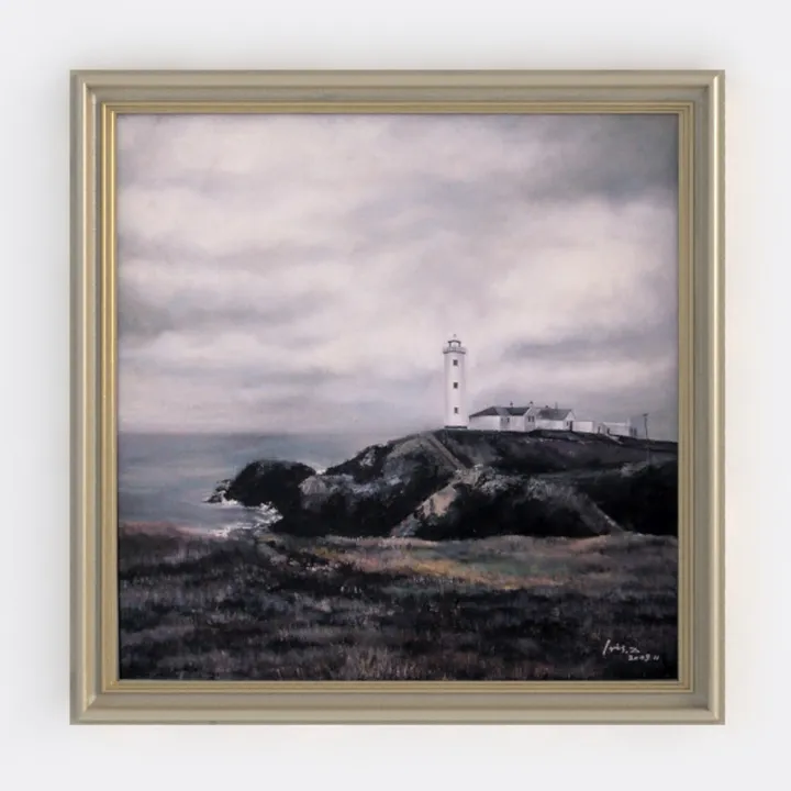 Vintage Coastal Lighthouse Seascape Framed Wall Art 3D Model