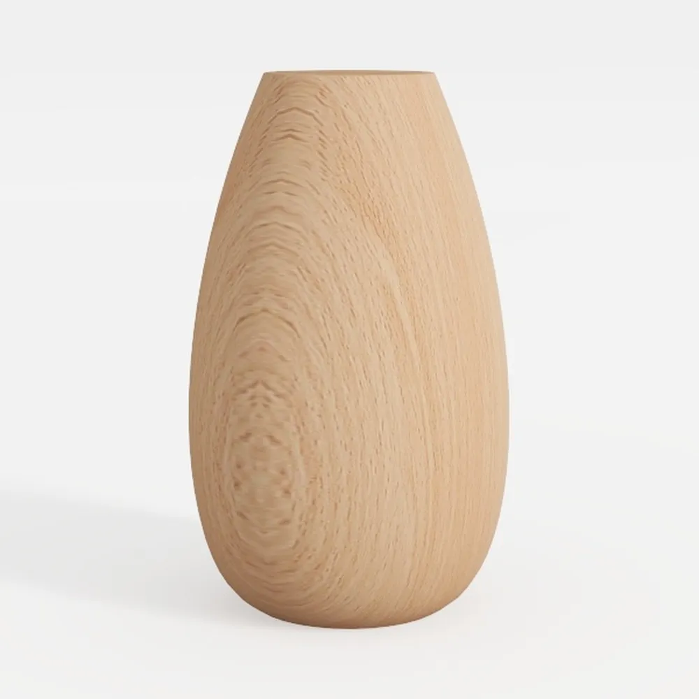 7" Short Round Clay Vase with Vertical Engravings