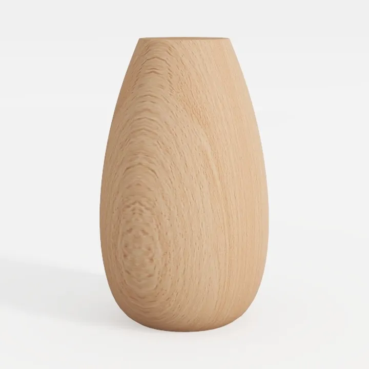 7" Short Round Clay Vase with Vertical Engravings
