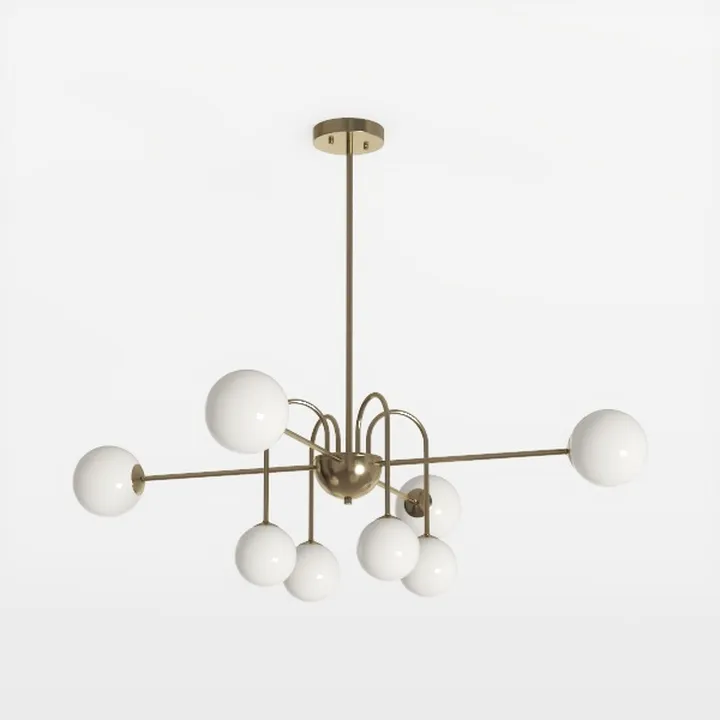 Modern Brass Glass Globe Chandelier 3D Model