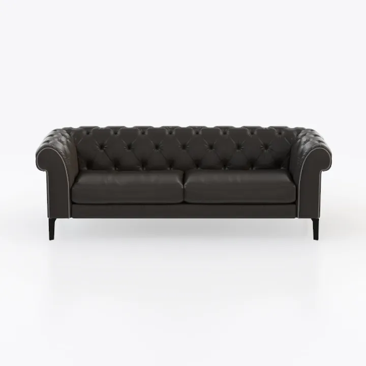 Chesterfield Black Leather Tufted Sofa 3D Model