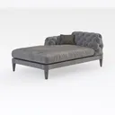 Velvet Chaise Lounge Button Tufted Nail Trim  Right 45 Degree View