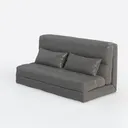 Minimalist Dark Gray Fabric Loveseat Sofa 3D Model Left 45 Degree View