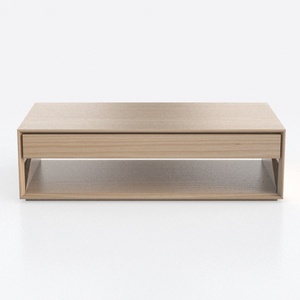 Farmhouse Coffee Table with Shelf, Wood Coffee