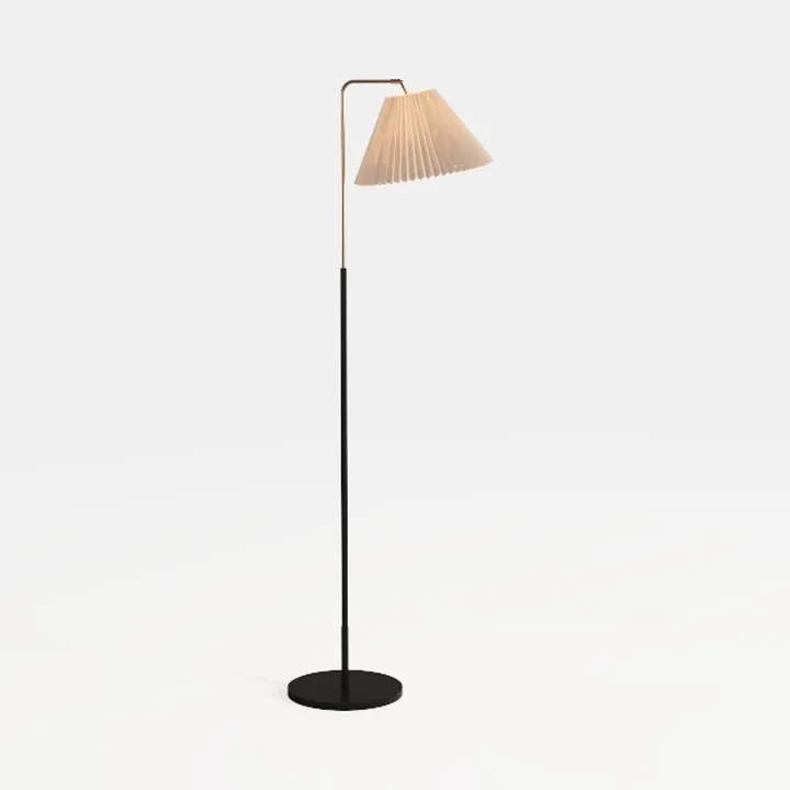 Modern Minimalist Black Metal Fabric Pleated Floor Lamp 3D Model