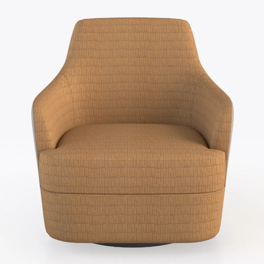 Swivel Barrel Accent Chair, Modern Round Linen