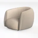 Minimalist Fabric Curved Armchair 3D Model Left 45 Degree View
