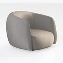 Minimalist Fabric Curved Armchair 3D Model Right 45 Degree View