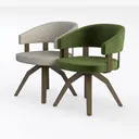Modern Velvet Solid Wood Dining Armchairs 3D Model Left 45 Degree View