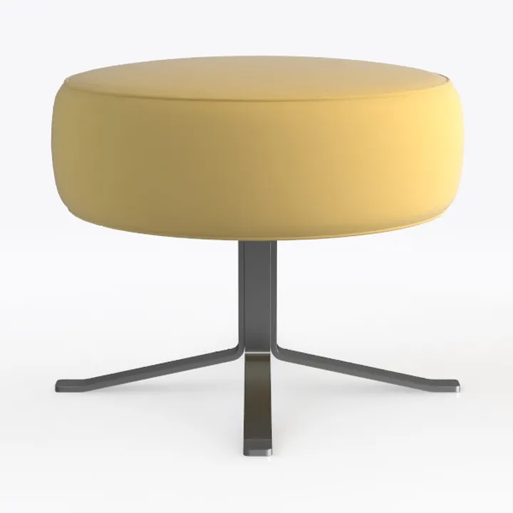 Modern Minimalist Fabric Upholstered Round Ottoman 3D Model