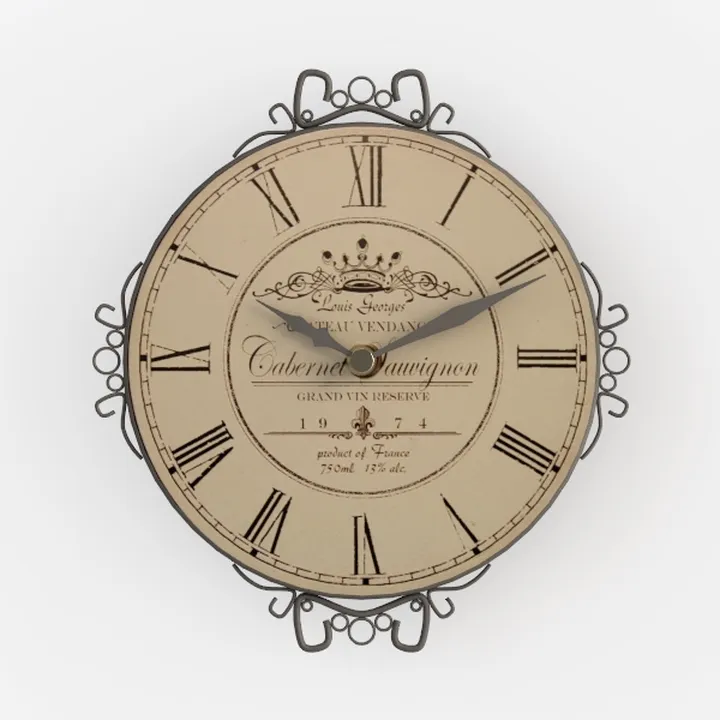 Vintage Metal French Style Wall Clock 3D Model