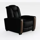 Modern Black Leather Wood Accent Home Theater Recliner Chair 3D Model Right 45 Degree View