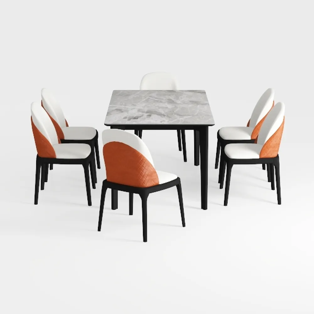 63 in. White Sintered Stone Tabletop with 4 Black 