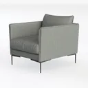 Modern Minimalist Fabric Armchair with Metal Legs 3D Model Left 45 Degree View