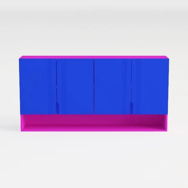 Contemporary Two Tone Blue Pink Sideboard Cabinet 3D Model