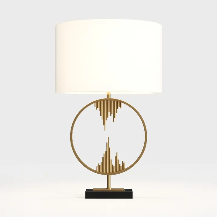 Modern Art Deco Brass Fabric Table Lamp 3D Model