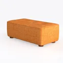 Minimalist Orange Fabric Tufted Rectangular Ottoman 3D Model Left 45 Degree View