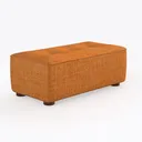 Minimalist Orange Fabric Tufted Rectangular Ottoman 3D Model Right 45 Degree View