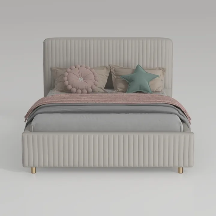 Queen Linen Upholstered Platform Bed Frame with 4 