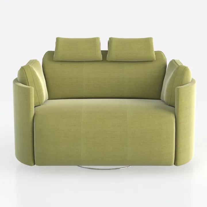 Modern Minimalist Olive Fabric Loveseat Sofa 3D Model