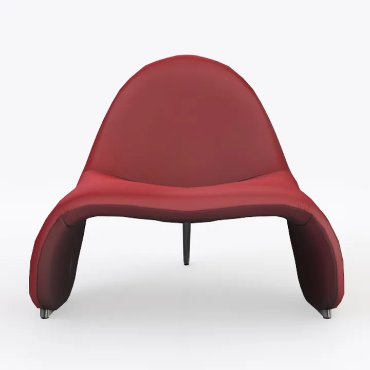 Modern Minimalist Burgundy Leather Lounge Chair 3D Model