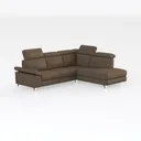 Modern Brown Fabric L Shaped Sectional Sofa with Adjustable Headrests 3D Model Right 45 Degree View