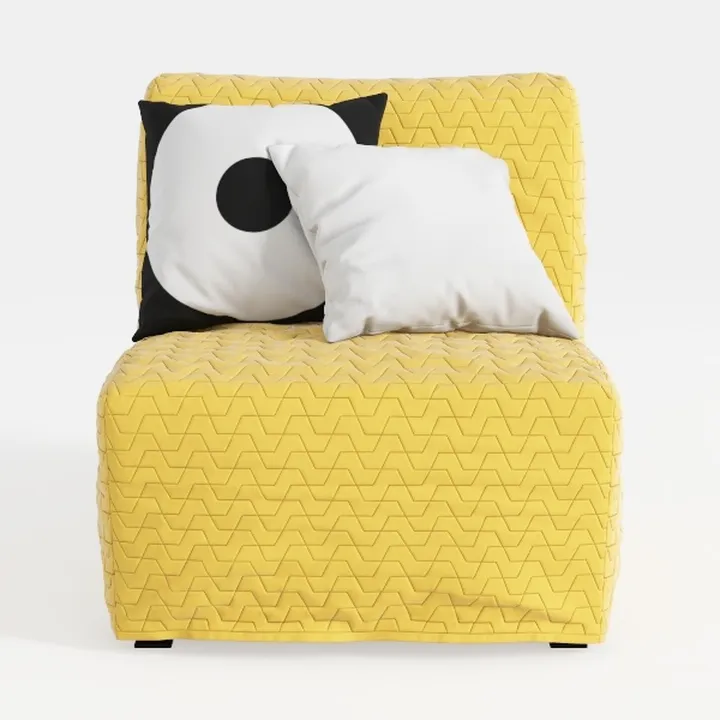 Yellow Fabric Quilted Modern Single Sofa Chair 3D Model