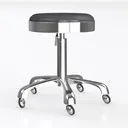 Modern Polished Metal Fabric Adjustable Rolling Stool 3D Model Left 45 Degree View