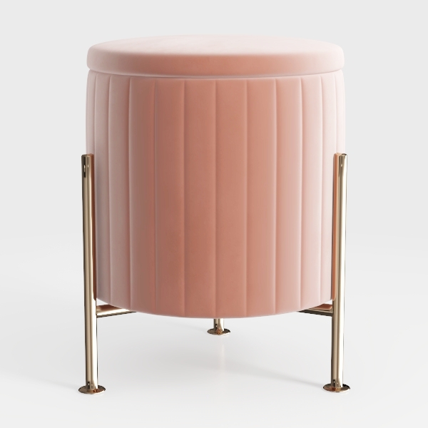 Chaela Blush Pink and Gold Ottoman