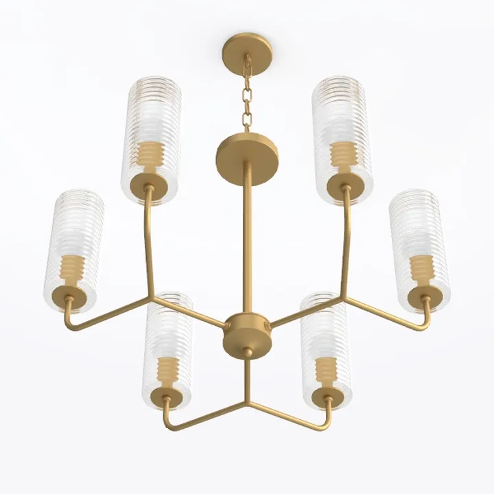 36 Inch Brass Wagon Wheel Chandelier with Knurled