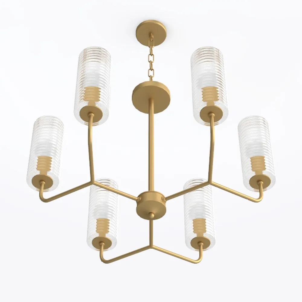 36 Inch Brass Wagon Wheel Chandelier with Knurled