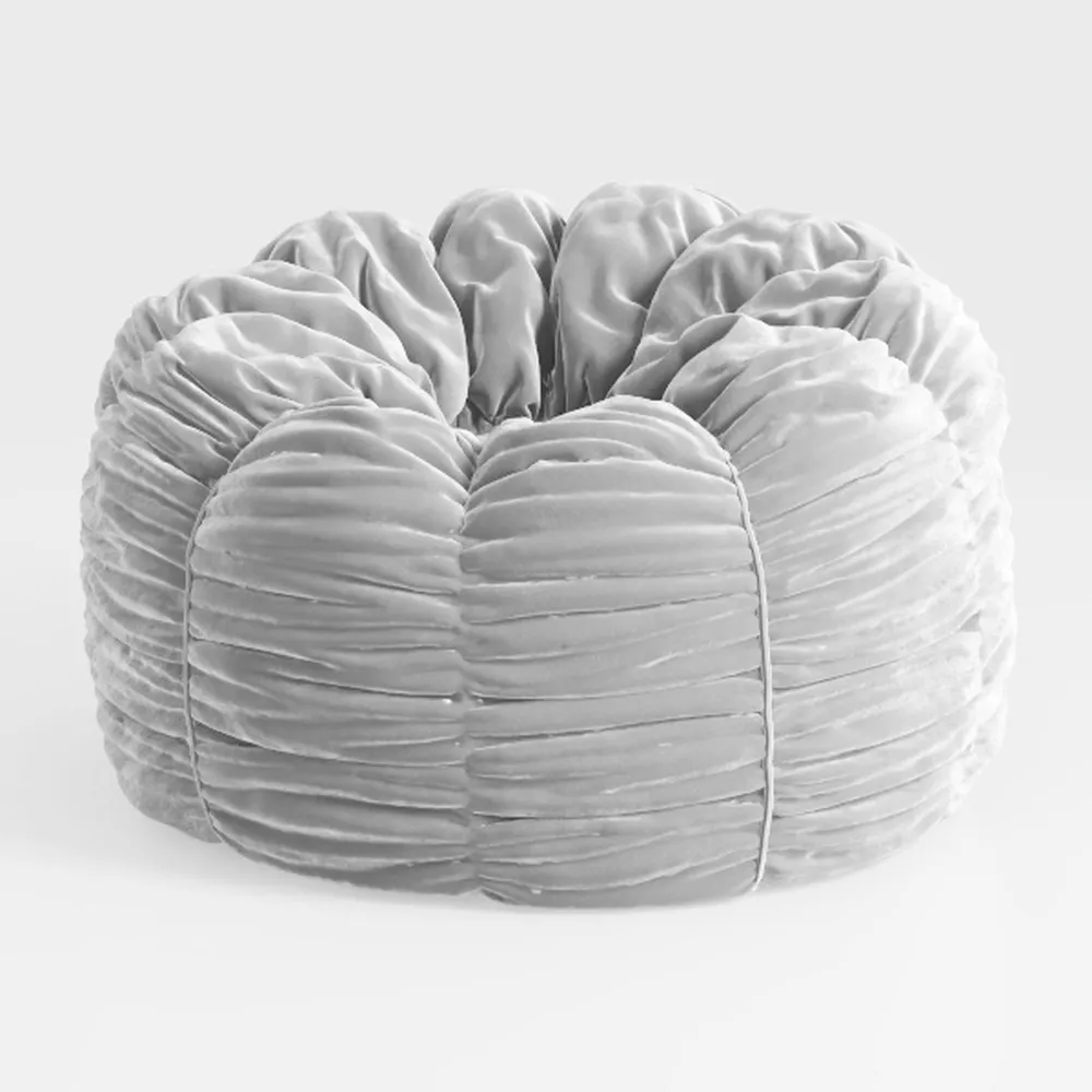 Comfy Gray Faux Rabbit Fur Polyester Bean Bag(Set 