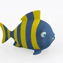 Fabric Cute Striped Cartoon Fish Decorative Toy 3D Model Right 45 Degree View