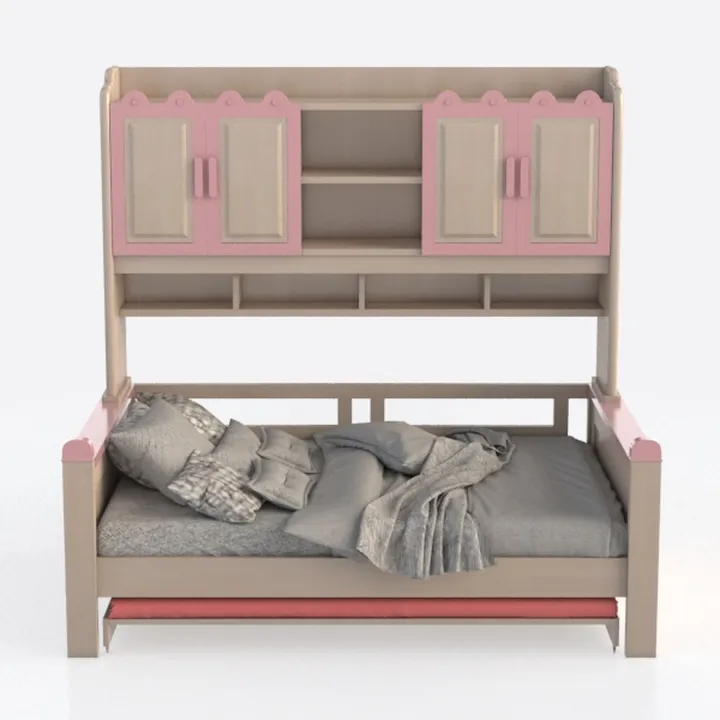 Interbeds Letto a castello MAX 4 dimensioni 200 x 80 cm con armadio e scrivania, colore a scelta con materasso (rosa)